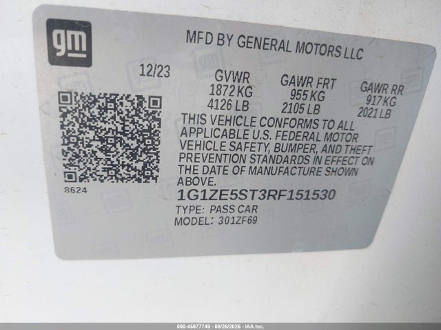 1G1ZE5ST3RF151530 Chevrolet Malibu Fwd 2lt