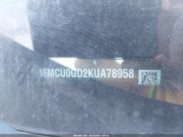 45977800 :رقم المزاد ، 1FMCU0GD2KUA78958 vin ، 2019 Ford Escape Se مزاد بيع