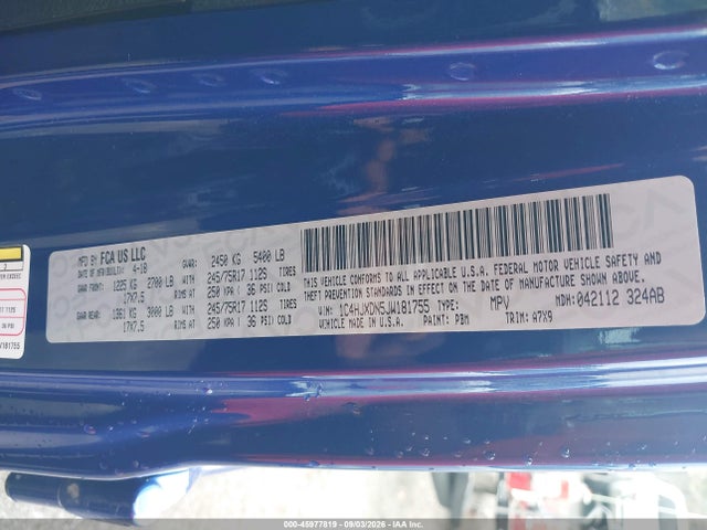 45977819 :رقم المزاد ، 1C4HJXDN5JW181755 vin ، 2018 Jeep Wrangler Unlimited Sport 4x4 مزاد بيع