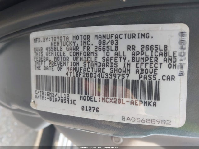 Продаж на аукціоні авто 2004 Toyota Avalon Xl/xls, vin: 4T1BF28B34U339757, номер лоту: 45977833