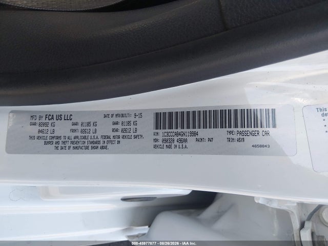 45977877 :رقم المزاد ، 1C3CCCAB4GN119984 vin ، 2016 Chrysler 200 Limited مزاد بيع