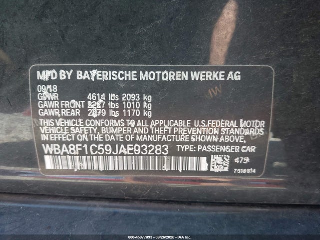 BMW 328d Xdrive 2018 WBA8F1C59JAE93283 Image 9