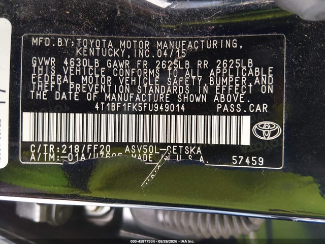 Toyota CAMRY SE 2015 4T1BF1FK5FU949014 Image 9