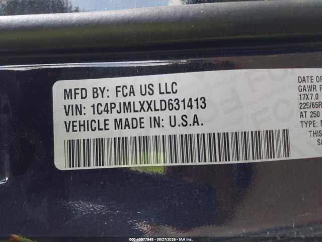 Продаж на аукціоні авто 2020 Jeep Cherokee Latitude Lux 4x4, vin: 1C4PJMLXXLD631413, номер лоту: 45977948