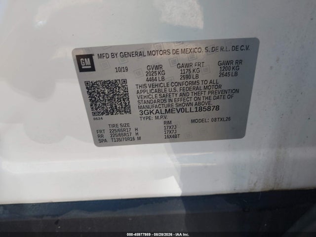 Продаж на аукціоні авто 2020 Gmc Terrain Fwd Sle, vin: 3GKALMEV0LL185878, номер лоту: 45977989