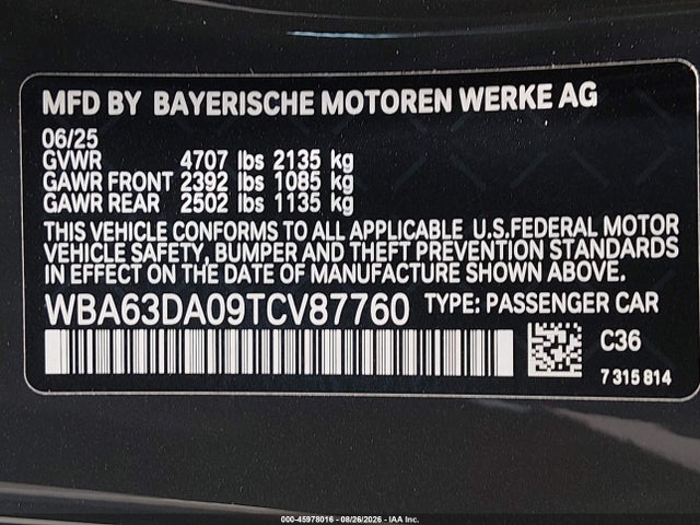 Продажа на аукционе авто 2026 Bmw 430i Xdrive, vin: WBA63DA09TCV87760, номер лота: 45978016