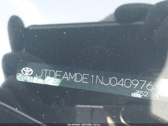 45978043 :رقم المزاد ، JTDEAMDE1NJ040976 vin ، 2022 Toyota Corolla Hybrid Le مزاد بيع