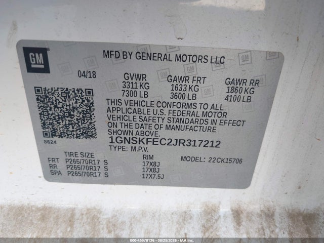 1GNSKFEC2JR317212 Chevrolet Tahoe Commercial Fleet