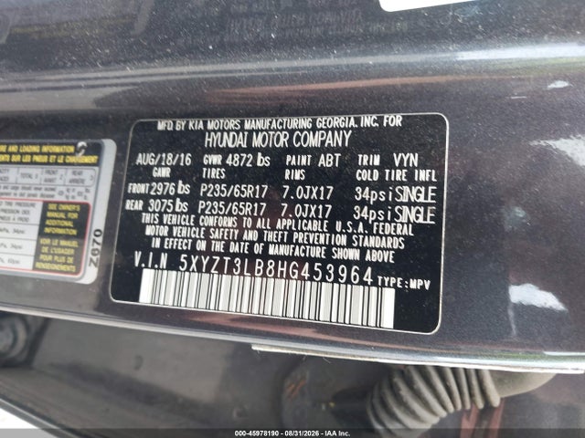 Продаж на аукціоні авто 2017 Hyundai Santa Fe Sport 2.4l, vin: 5XYZT3LB8HG453964, номер лоту: 45978190