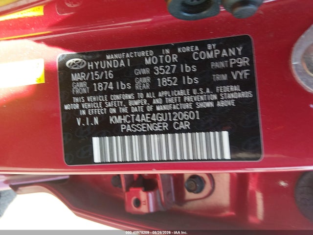 Продаж на аукціоні авто 2016 Hyundai Accent Se, vin: KMHCT4AE4GU120601, номер лоту: 45978209