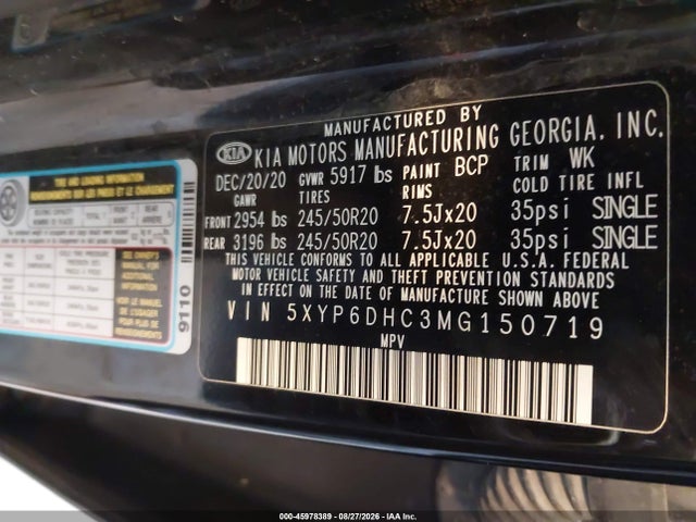 Продажа на аукционе авто 2021 Kia Telluride S, vin: 5XYP6DHC3MG150719, номер лота: 45978389