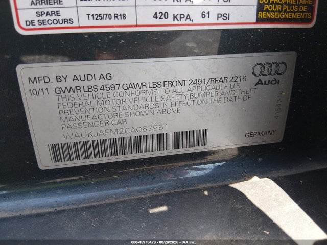 Aukcja sprzedaży 2012 Audi A3 2.0 Tdi Premium Plus, vin: WAUKJAFM2CA067961, numer aukcji: 45978428