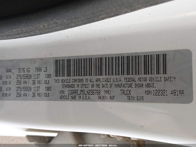 1C6RREJM5LN256760 RAM 1500 Laramie 4x2 5&#039;7 Box