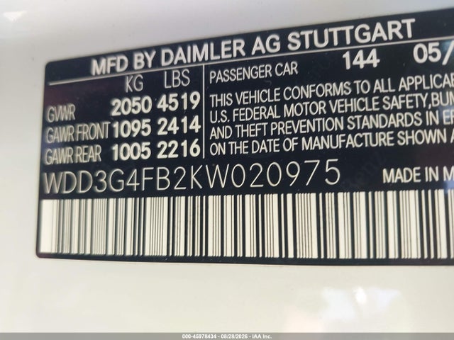 Aukcja sprzedaży 2019 Mercedes-benz A 220 4matic, vin: WDD3G4FB2KW020975, numer aukcji: 45978434