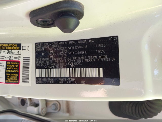 Aukcja sprzedaży 2024 Toyota Highlander Hybrid Xle, vin: 5TDKARAH7RS535870, numer aukcji: 45978468