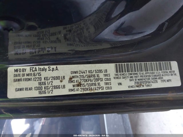 Продаж на аукціоні авто 2015 Ram Promaster City Tradesman Slt, vin: ZFBERFBT0F6A74326, номер лоту: 45978478