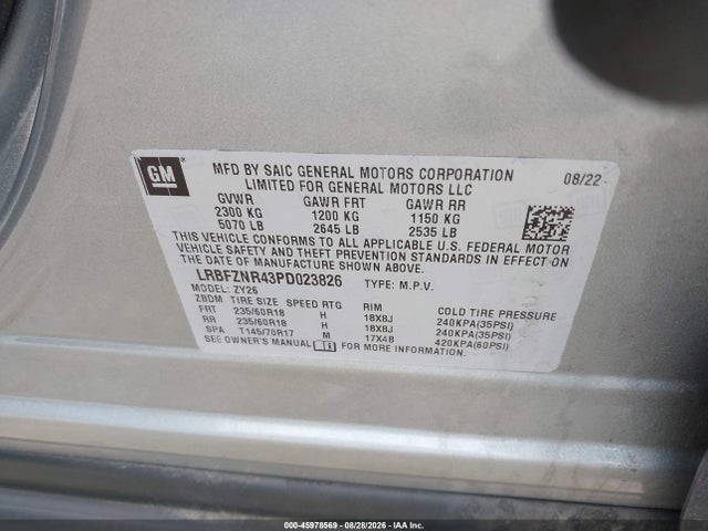 2023 Buick Envision Essence Fwd მანქანა იყიდება აუქციონზე, vin: LRBFZNR43PD023826, აუქციონის ნომერი: 45978569