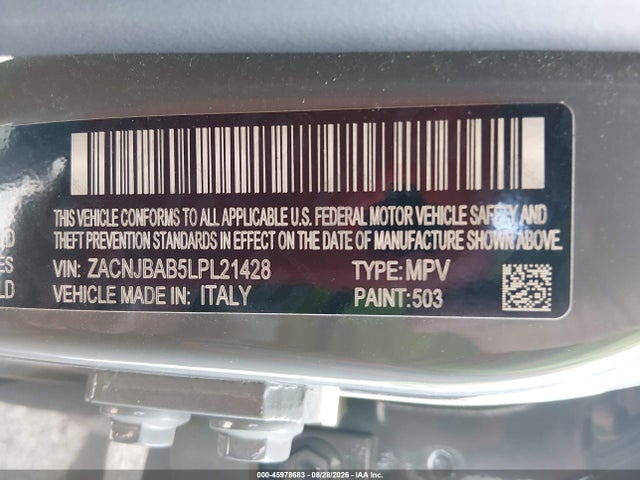 45978683 :رقم المزاد ، ZACNJBAB5LPL21428 vin ، 2020 Jeep Renegade Upland 4x4 مزاد بيع
