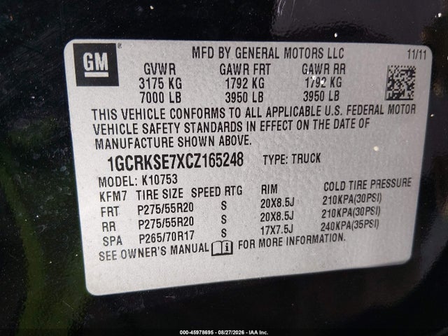 Aukcja sprzedaży 2012 Chevrolet Silverado 1500 Lt, vin: 1GCRKSE7XCZ165248, numer aukcji: 45978695