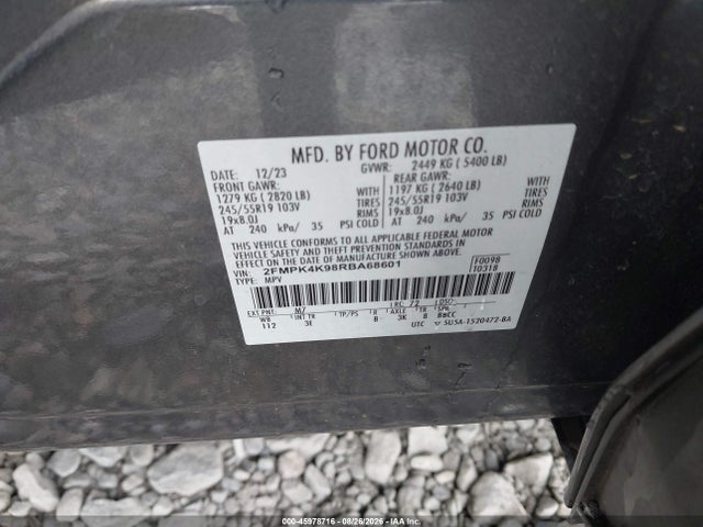 Продаж на аукціоні авто 2024 Ford Edge Titanium, vin: 2FMPK4K98RBA68601, номер лоту: 45978716