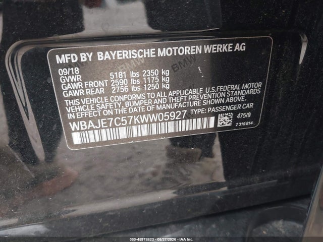 Aukcja sprzedaży 2019 Bmw 540i Xdrive, vin: WBAJE7C57KWW05927, numer aukcji: 45978823