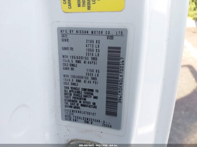 Продажа на аукционе авто 2020 Nissan Nv200  Cargo S Xtronic Cvt, vin: 3N6CM0KN0LK700167, номер лота: 45978853