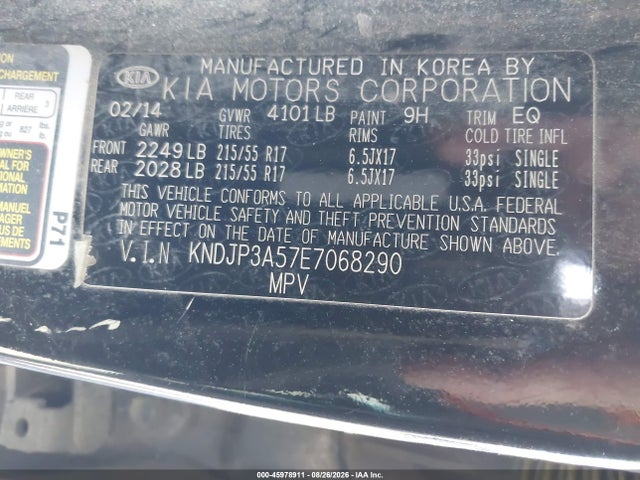 KIA SOUL + 2014 KNDJP3A57E7068290 Image 9