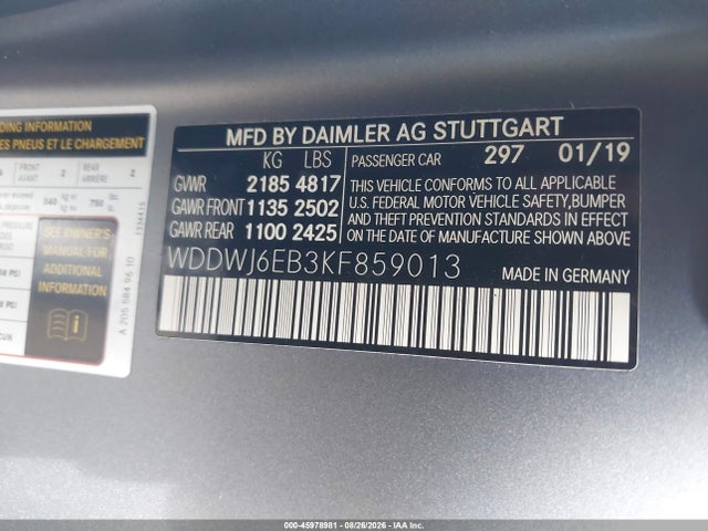 Продажа на аукционе авто 2019 Mercedes-benz Amg C 43 4matic, vin: WDDWJ6EB3KF859013, номер лота: 45978981