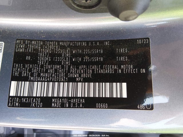 45978999 :رقم المزاد ، 7MUDAAAG4PV070971 vin ، 2023 Toyota Corolla Cross Xle مزاد بيع