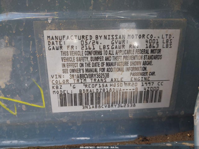 Продаж на аукціоні авто 2024 Nissan Sentra Sv Xtronic Cvt, vin: 3N1AB8CV8RY362538, номер лоту: 45979031