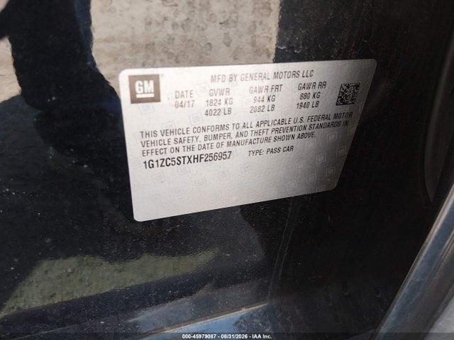 Chevrolet Malibu 1fl 2017 1G1ZC5STXHF256957 Image 9