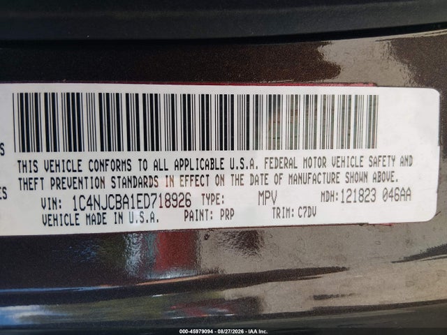 Aukcja sprzedaży 2014 Jeep Compass Sport, vin: 1C4NJCBA1ED718926, numer aukcji: 45979094