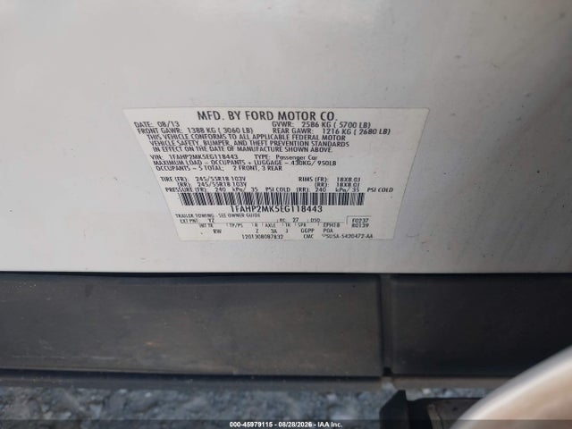 2014 Ford Police Interceptor მანქანა იყიდება აუქციონზე, vin: 1FAHP2MK5EG118443, აუქციონის ნომერი: 45979115