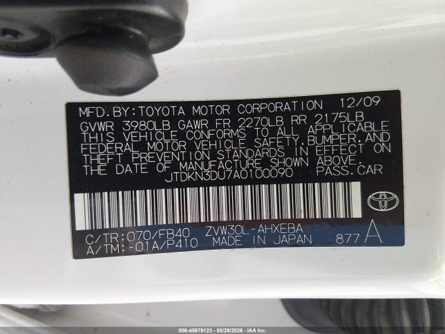 2010 Toyota Prius Ii მანქანა იყიდება აუქციონზე, vin: JTDKN3DU7A0100090, აუქციონის ნომერი: 45979123
