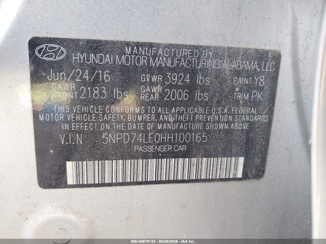 Продажа на аукционе авто 2017 Hyundai Elantra Se, vin: 5NPD74LF0HH100165, номер лота: 45979132
