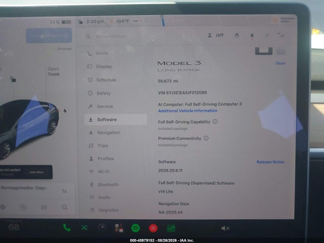 Продаж на аукціоні авто 2018 Tesla Model 3 Long Range/mid Range, vin: 5YJ3E1EA5JF012086, номер лоту: 45979152