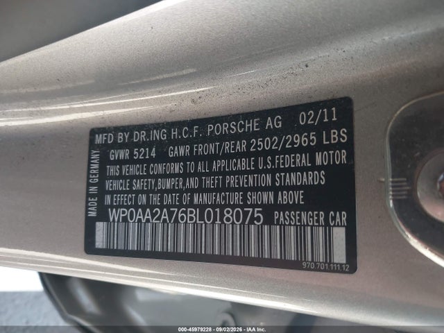 Aukcja sprzedaży 2011 Porsche Panamera 4, vin: WP0AA2A76BL018075, numer aukcji: 45979228