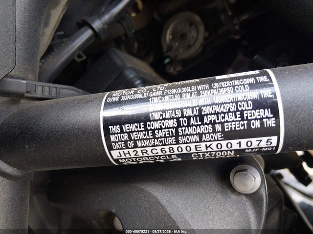 Продажа на аукционе авто 2014 Honda Ctx700 N, vin: JH2RC6800EK001075, номер лота: 45979231