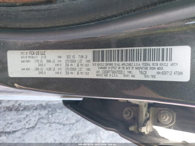 Продаж на аукціоні авто 2019 Ram 1500 Big Horn/lone Star  4x4 5'7 Box, vin: 1C6SRFFT6KN755511, номер лоту: 45979276