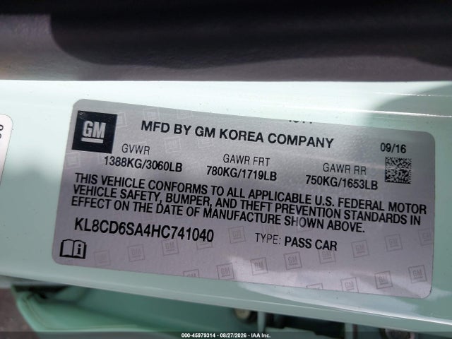 Chevrolet Spark 1lt Cvt 2017 KL8CD6SA4HC741040 Image 9