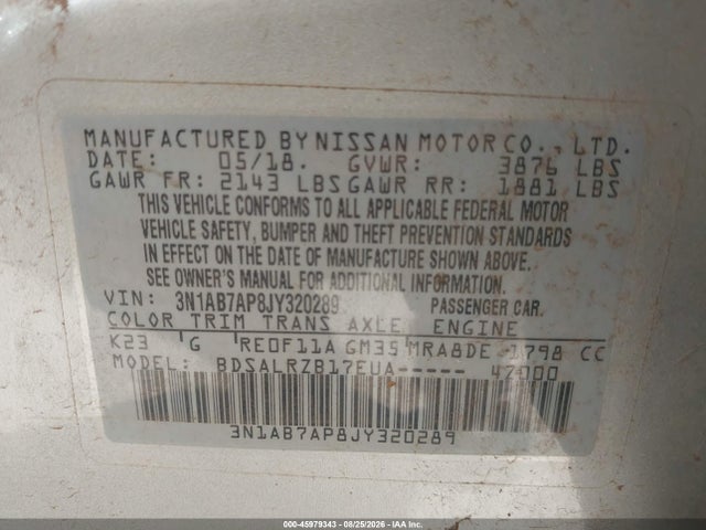 Nissan SENTRA SR 2018 3N1AB7AP8JY320289 Image 9