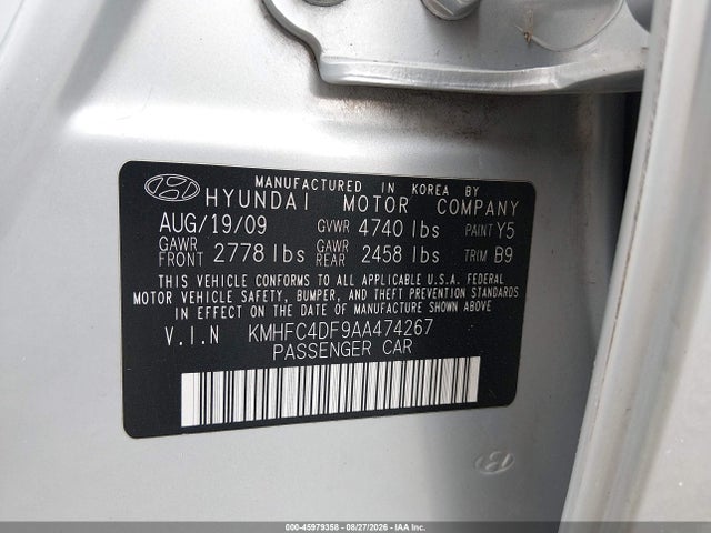 Продажа на аукционе авто 2010 Hyundai Azera Limited, vin: KMHFC4DF9AA474267, номер лота: 45979358