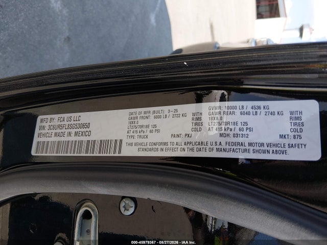 Aukcja sprzedaży 2025 Ram 2500 Laramie  4x4 6'4 Box, vin: 3C6UR5FL8SG530650, numer aukcji: 45979367