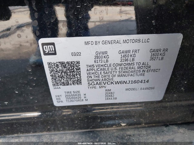 Aukcja sprzedaży 2022 Buick Enclave Awd Avenir, vin: 5GAEVCKW6NJ160414, numer aukcji: 45979428