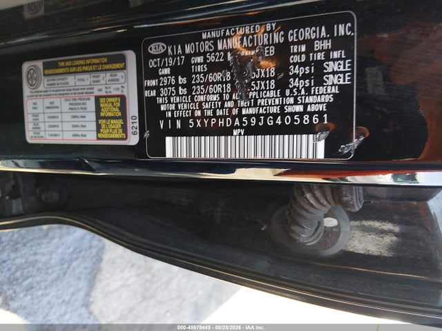 Продаж на аукціоні авто 2018 Kia Sorento 3.3l Ex, vin: 5XYPHDA59JG405861, номер лоту: 45979445