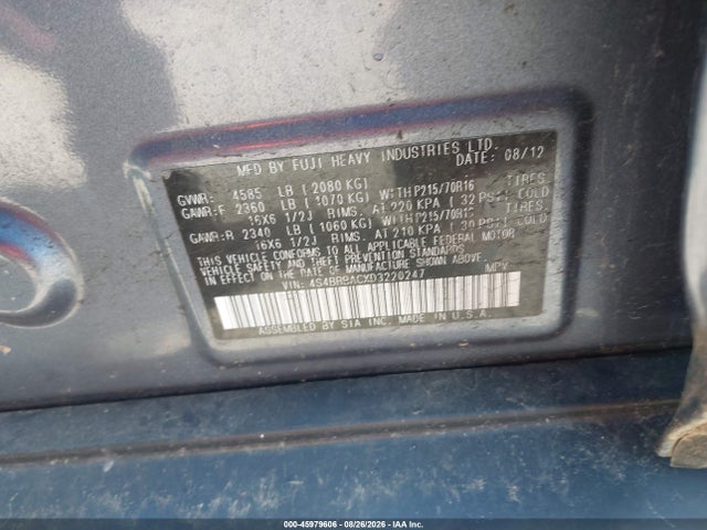 Продажа на аукционе авто 2013 Subaru Outback 2.5i, vin: 4S4BRBACXD3220247, номер лота: 45979606