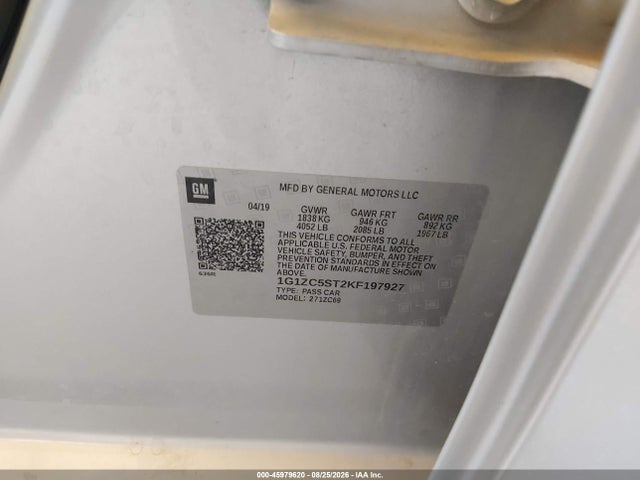 Продажа на аукционе авто 2019 Chevrolet Malibu 1fl, vin: 1G1ZC5ST2KF197927, номер лота: 45979620
