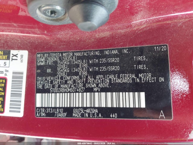 Продаж на аукціоні авто 2021 Toyota Highlander Limited, vin: 5TDDZRBH0MS074827, номер лоту: 45979642