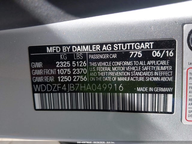 45979648 :رقم المزاد ، WDDZF4JB7HA049916 vin ، 2017 Mercedes-benz E 300 مزاد بيع