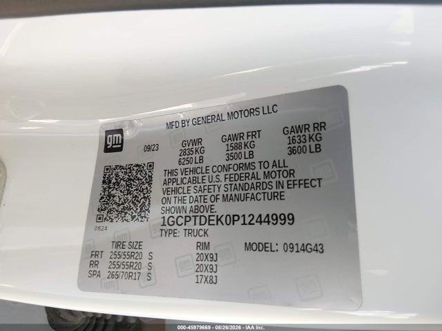45979669 :رقم المزاد ، 1GCPTDEK0P1244999 vin ، 2023 Chevrolet Colorado 4wd  Short Box Z71 مزاد بيع